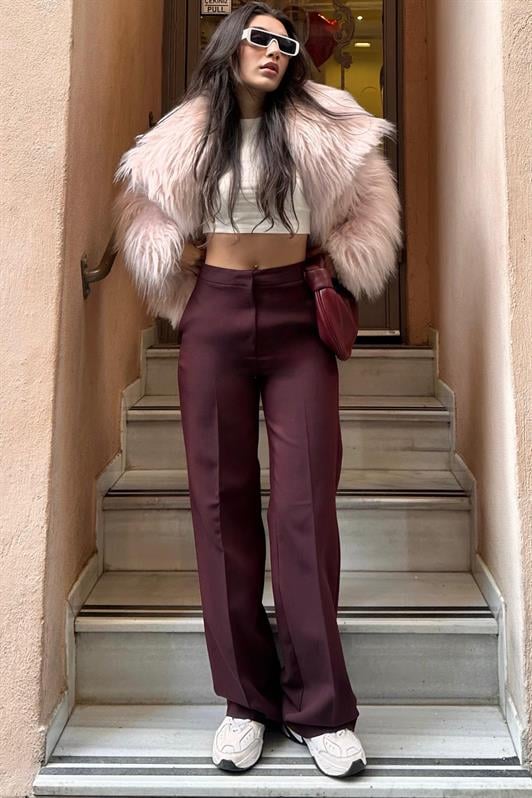 MDX Burgundy High Waist Fabric Pants MG2284 - Recklinghausen