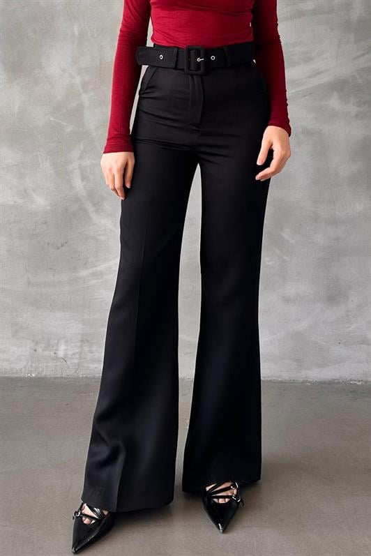 MDX Black Spanish Flare Women's Fabric Pants MG2303 - Paderno Dugnano