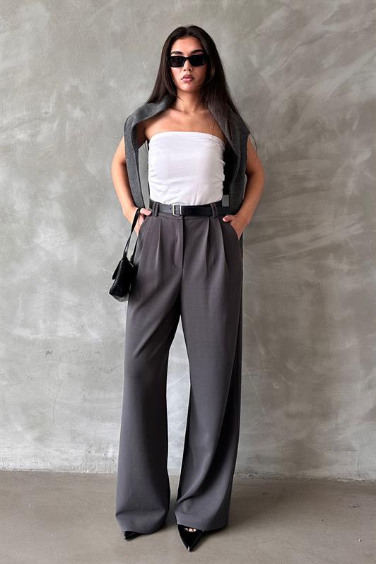 MDX Smoke Double Pleated Belted Trousers Mg2330 - Osimo