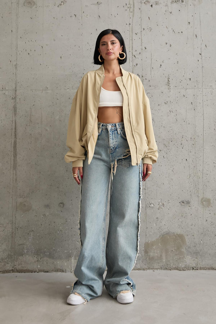 ELS Patchwork Bomber Jacket - Light Khaki - Porta Westfalica
