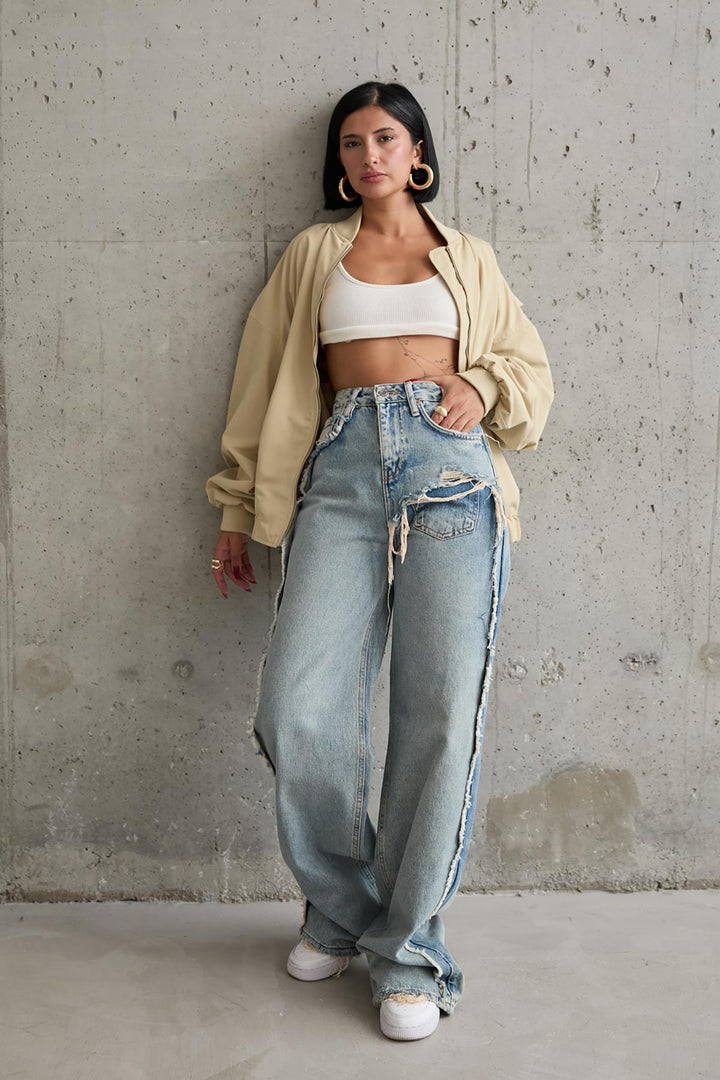 ELS Patchwork Bomber Jacket - Light Khaki - Porta Westfalica