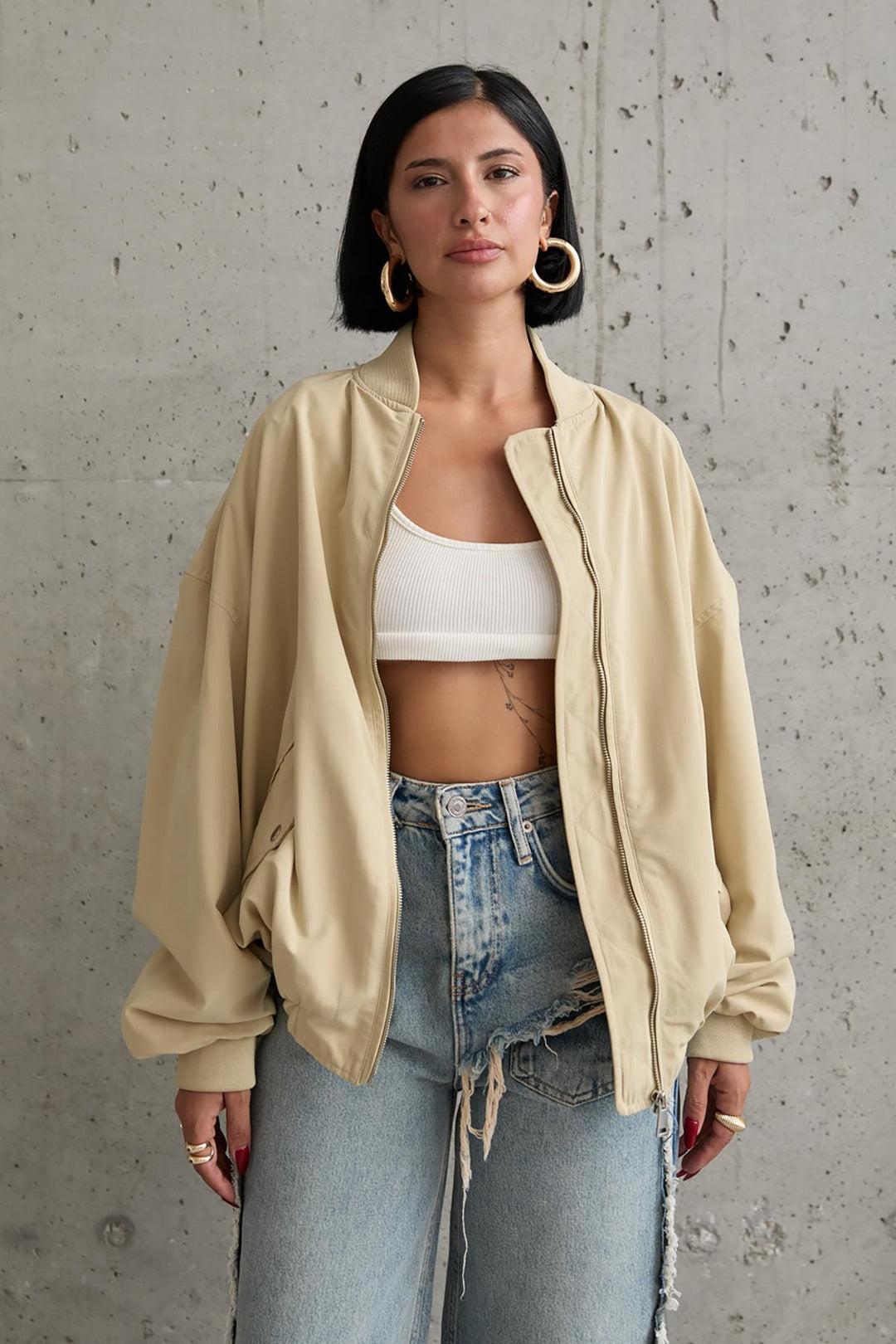 ELS Patchwork Bomber Jacket - Light Khaki - Porta Westfalica