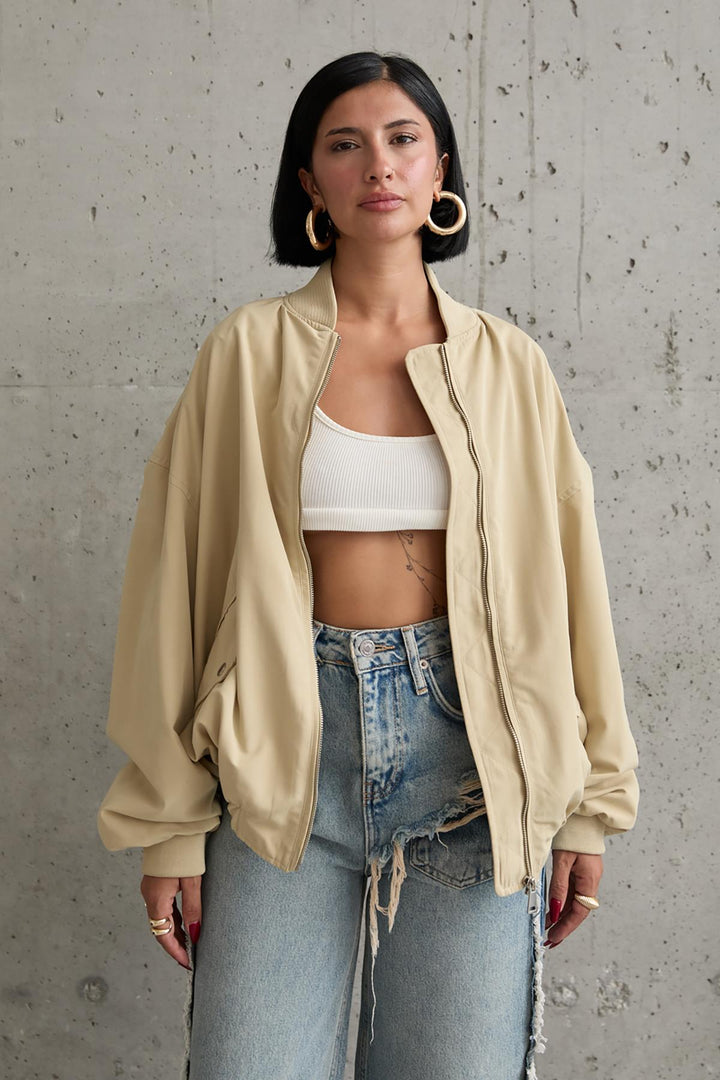 ELS Patchwork Bomber Jacket - Light Khaki - Porta Westfalica