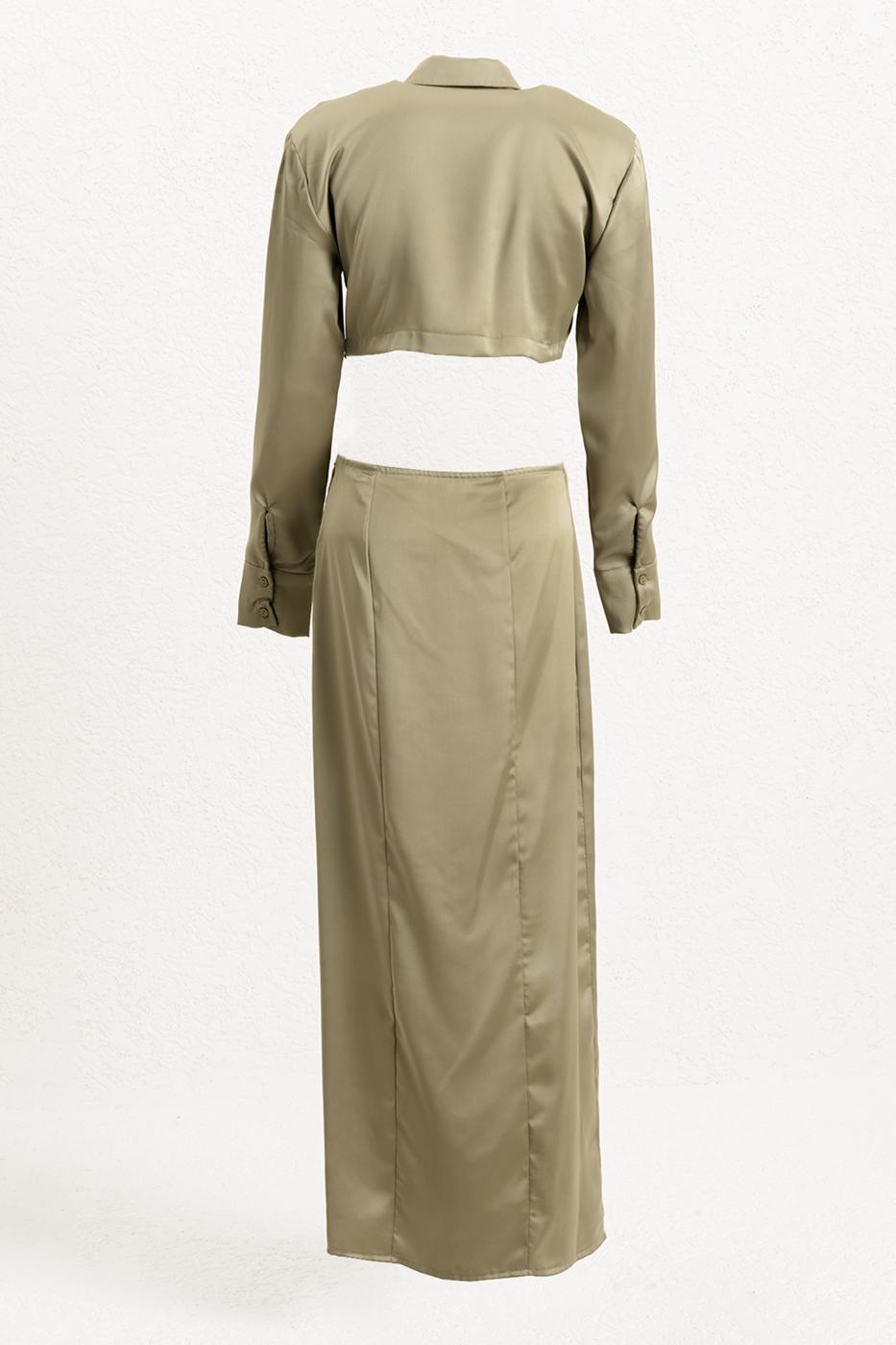 BSL Women Piece Satin Midi Shirt Dress - Simojovel de Allende