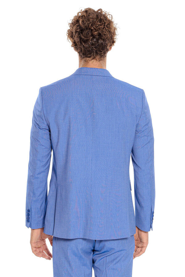 WSS Patterned 2 Piece Slim Fit Light Blue Men Suit  - Peristéri
