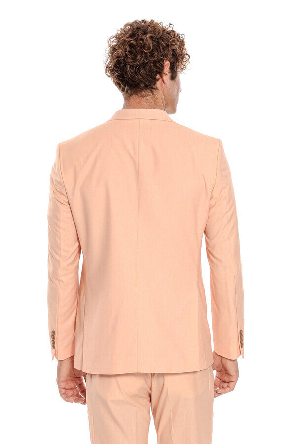 WSS Patterned 2 Piece Slim Fit Yellow Men Suit  - Newport