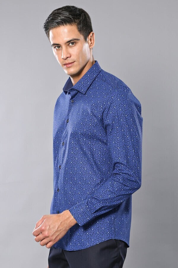WSS Patterned Blue Long Sleeve Shirt  - Oxnard