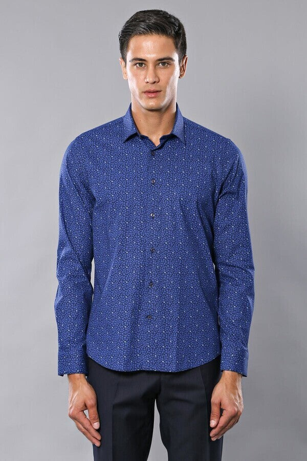 WSS Patterned Blue Long Sleeve Shirt  - Oxnard