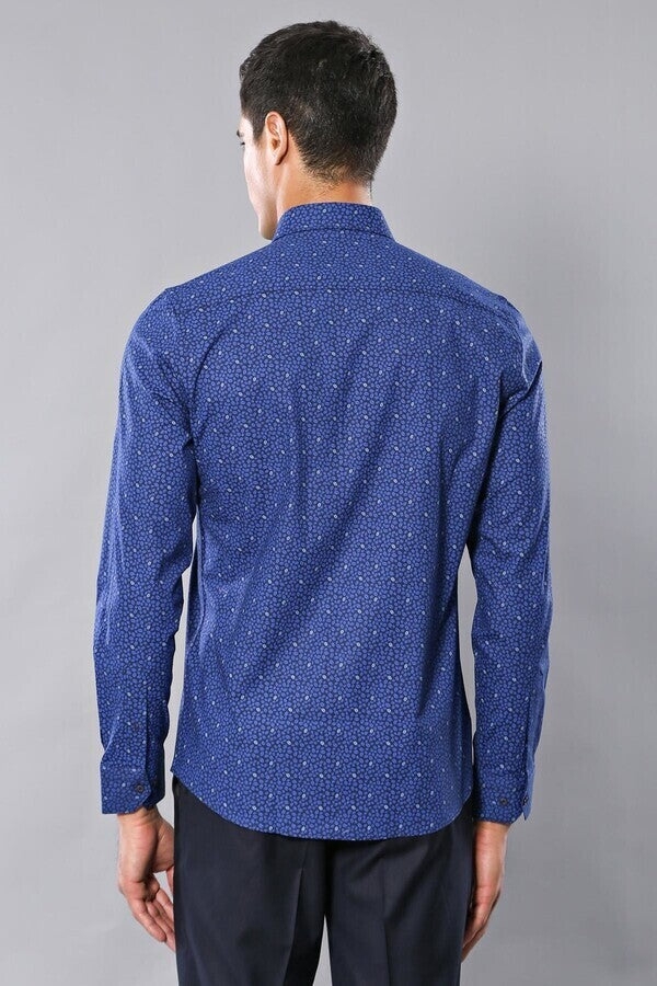 WSS Patterned Blue Long Sleeve Shirt  - Oxnard