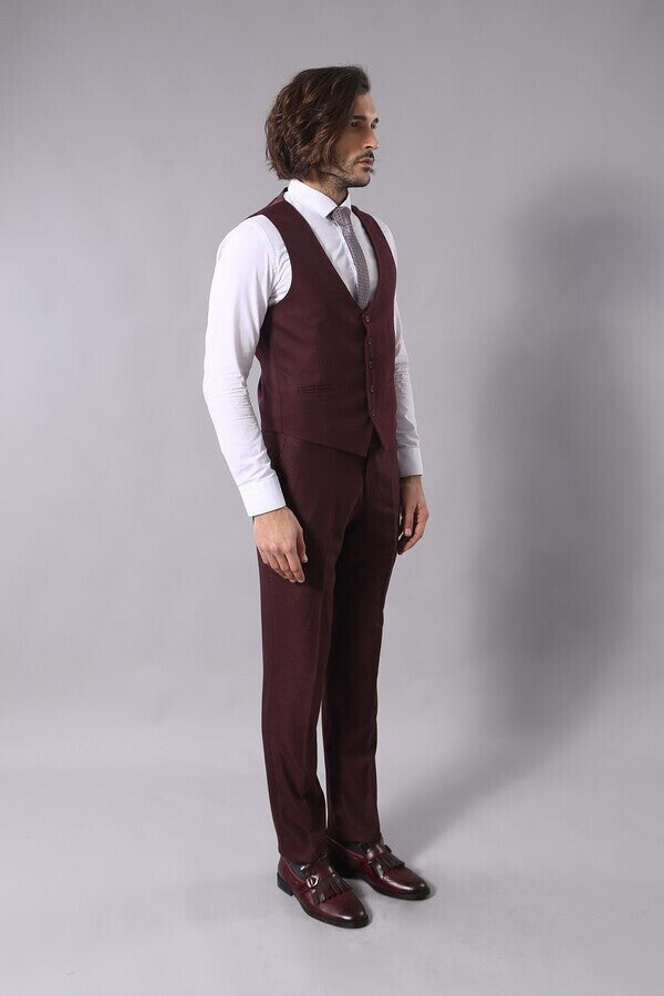 WSS Patterned Burgundy Suit  - Youngstown