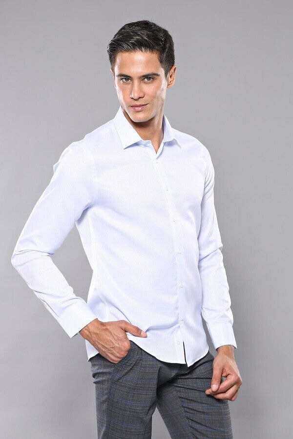 WSS Patterned Casual Baby Blue Shirt  - Lakewood