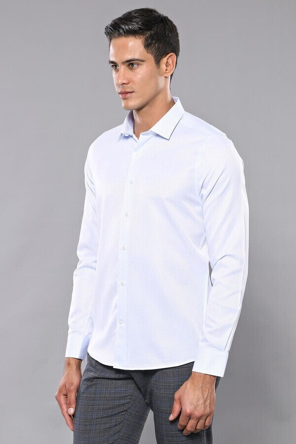 WSS Patterned Casual Baby Blue Shirt  - Lakewood