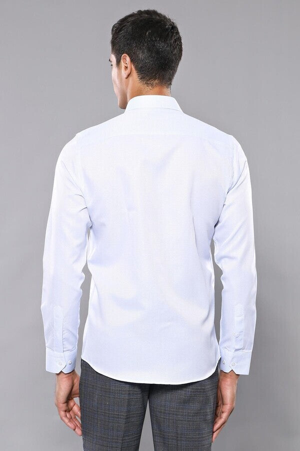 WSS Patterned Casual Baby Blue Shirt  - Lakewood
