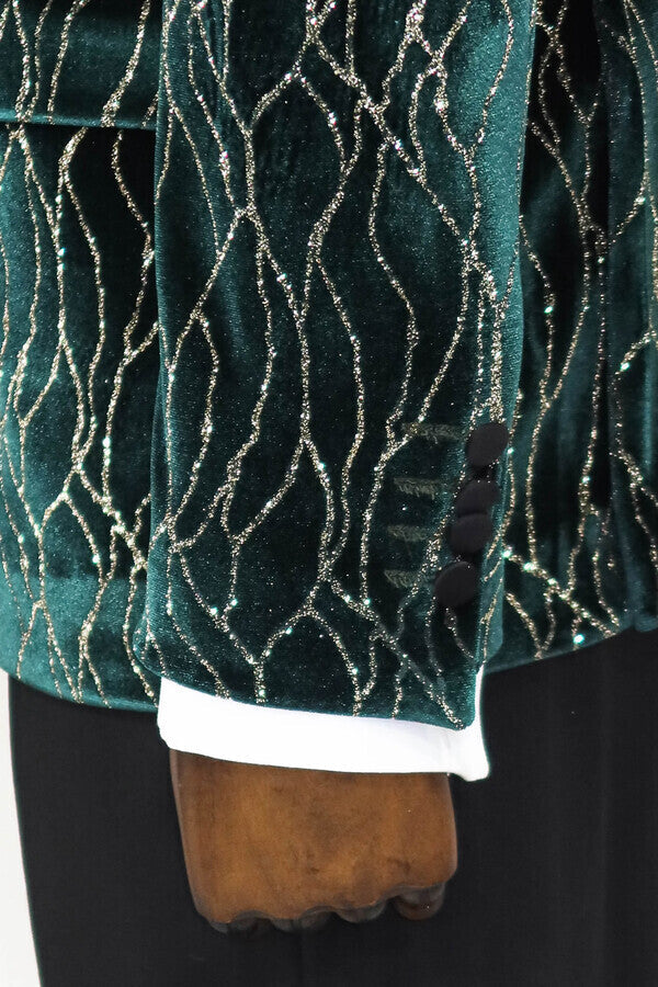 WSS Patterned Dark Green Men Prom Blazer  - Southfield