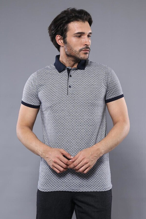 WSS Patterned Grey Men's Polo Shirt  - Skenderaj