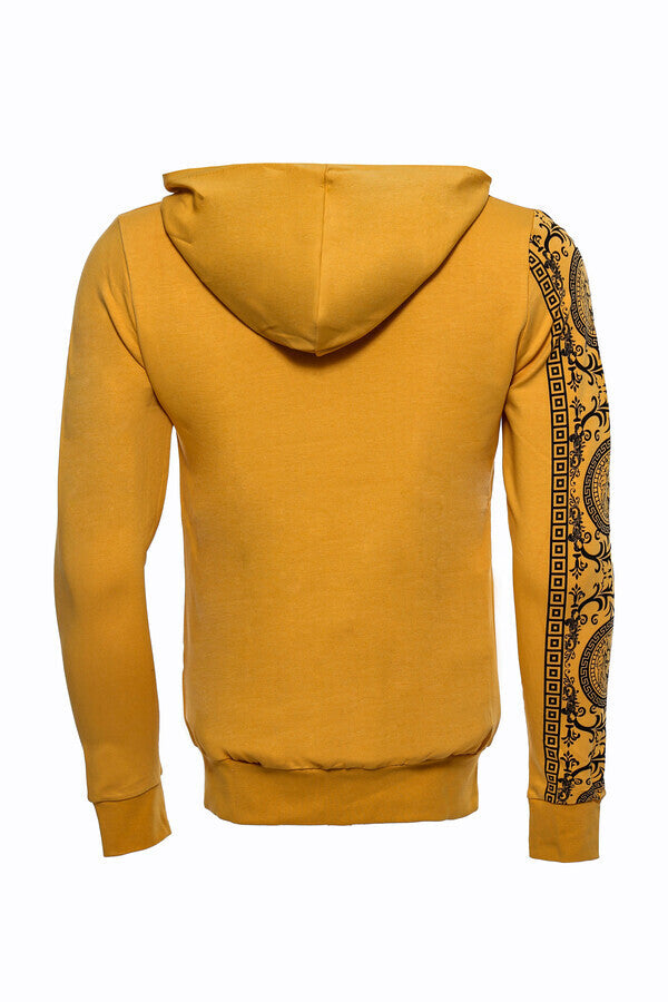 WSS Patterned Hooded Zippered Yellow Sweatshirt  - Ansbach