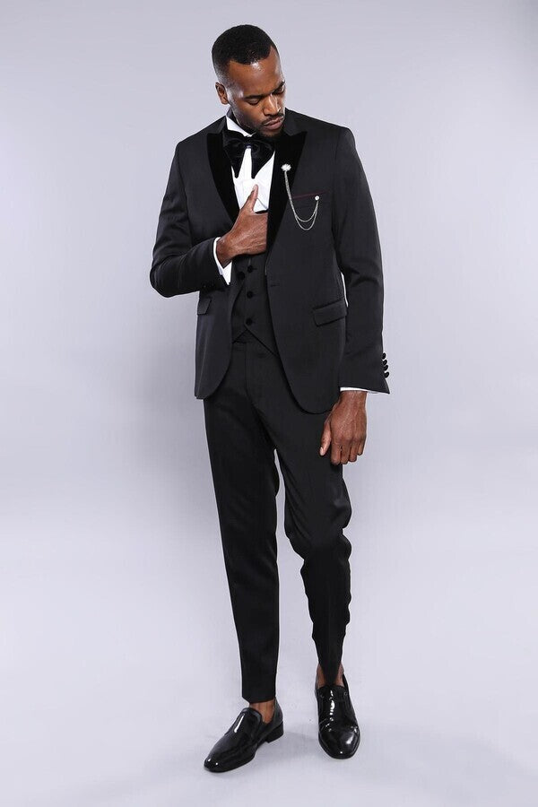 WSS Patterned Jacket Black Men's Tuxedo  - Nottingham