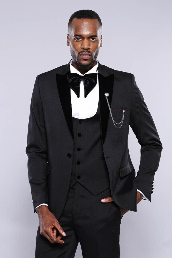 WSS Patterned Jacket Black Men's Tuxedo  - Nottingham
