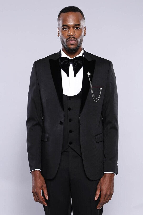WSS Patterned Jacket Black Men's Tuxedo  - Nottingham