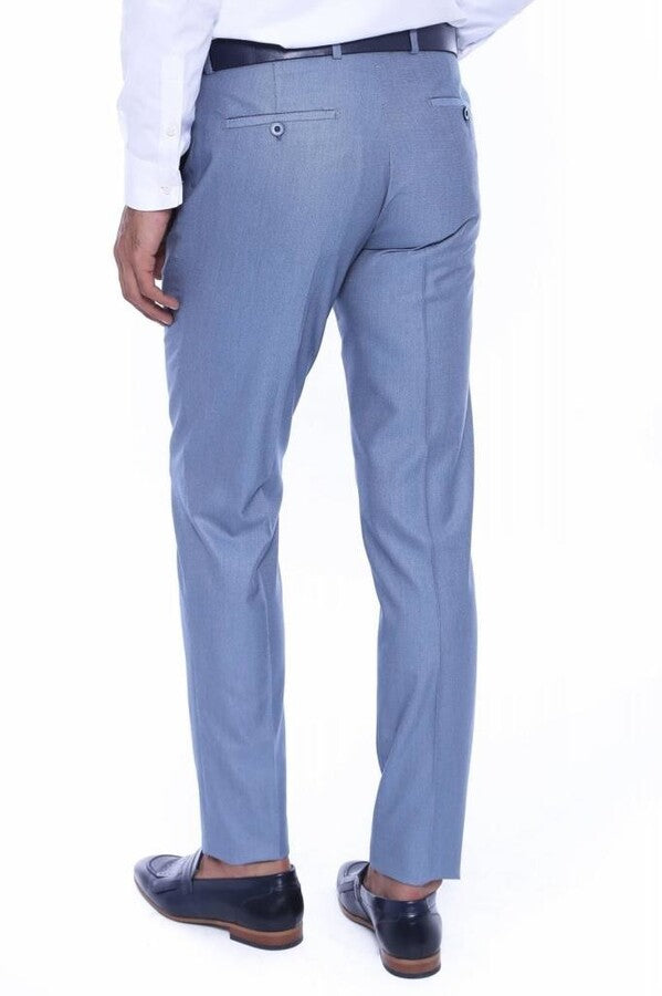 WSS Patterned Light Blue Men Trousers  - Acayucan