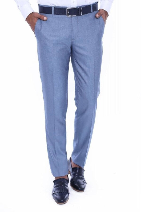 WSS Patterned Light Blue Men Trousers  - Acayucan
