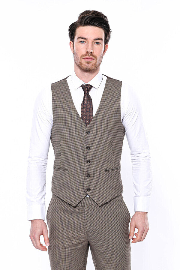 WSS Dark Brown Men  Vest  - Singen