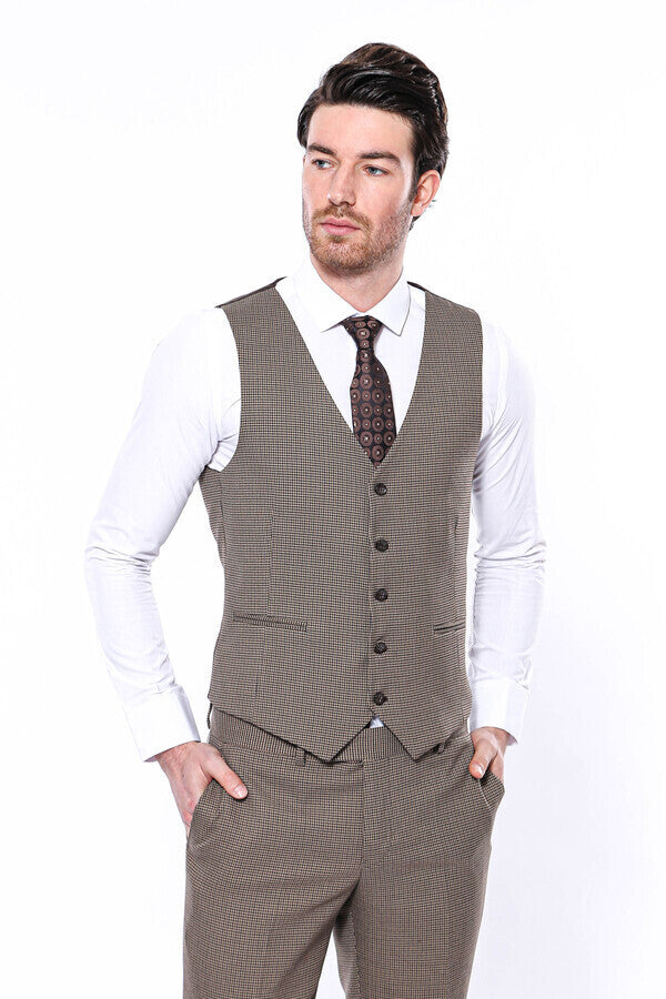 WSS Dark Brown Men  Vest  - Singen