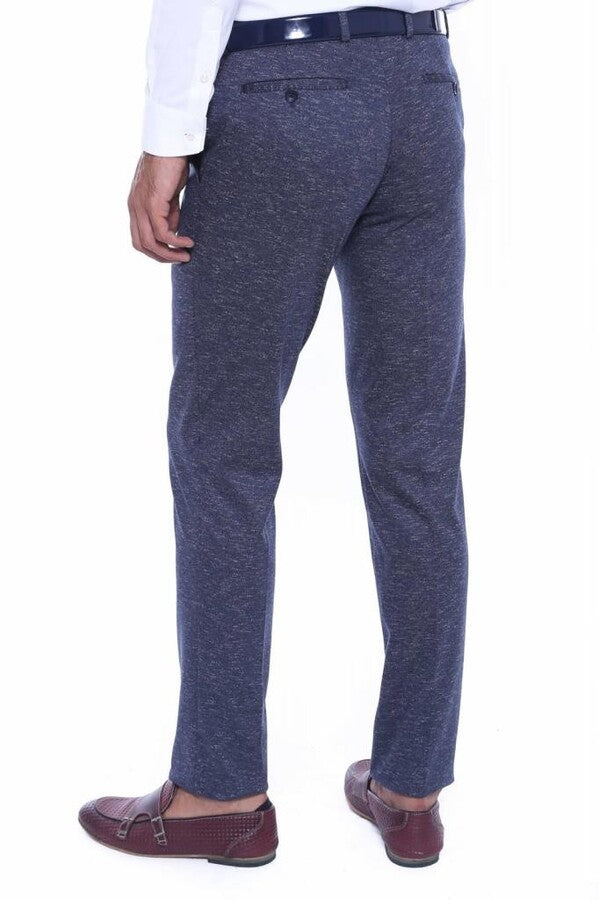 WSS Patterned Navy Blue Men Trousers  - Singen