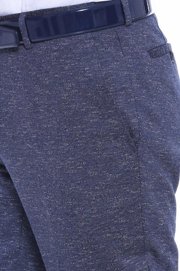 WSS Patterned Navy Blue Men Trousers  - Singen