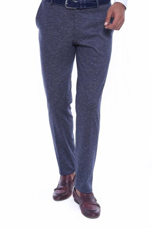 WSS Patterned Navy Blue Men Trousers  - Singen
