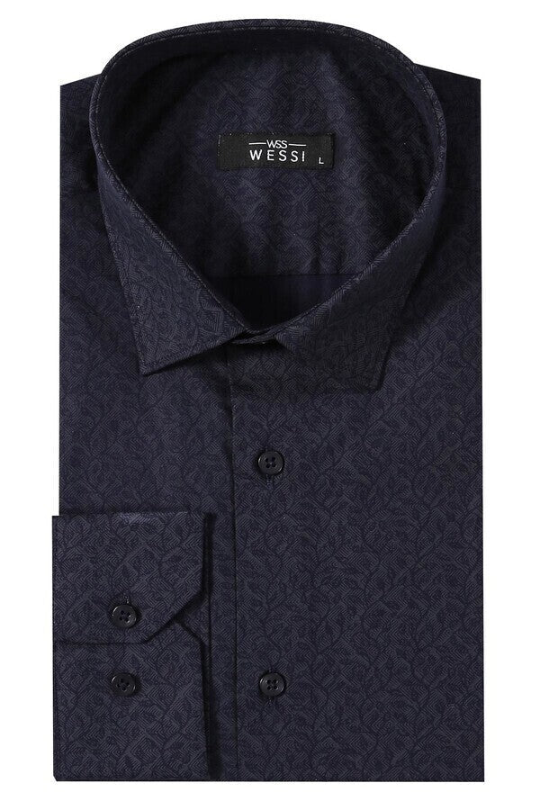 WSS Patterned Navy Blue Men's Shirt  - Sandy Springs