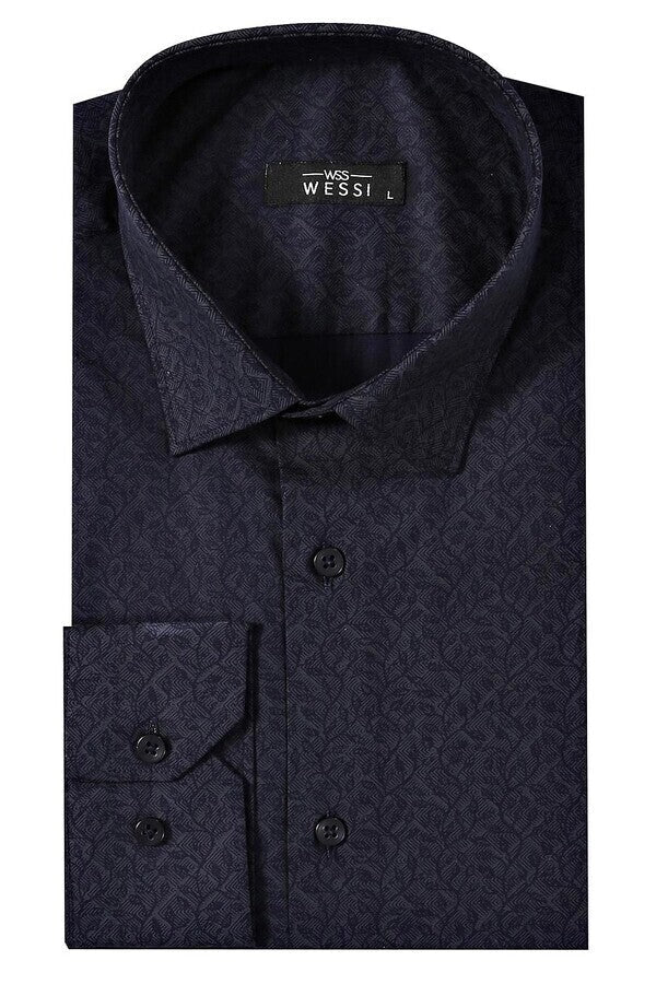 WSS Patterned Navy Blue Men's Shirt  - Sandy Springs