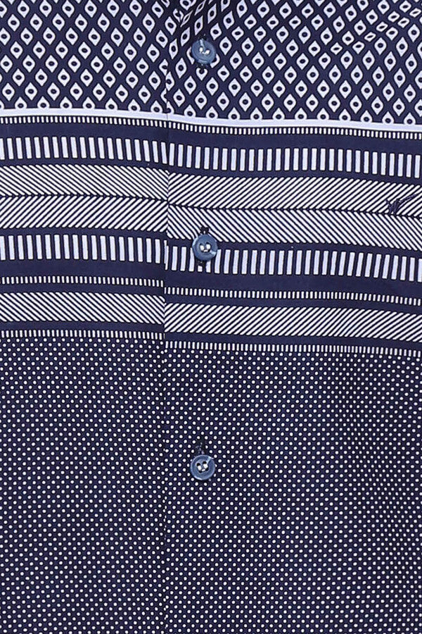 WSS Patterned Navy Blue Men Shirt  - Tulcea