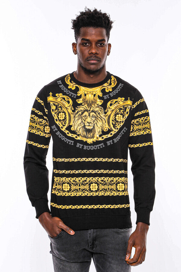 WSS Patterned Slim Fit Black Yellow Sweatshirt  - Bălţi