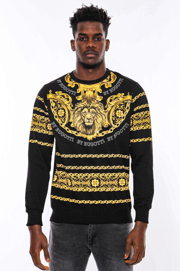 WSS Patterned Slim Fit Black Yellow Sweatshirt  - Bălţi