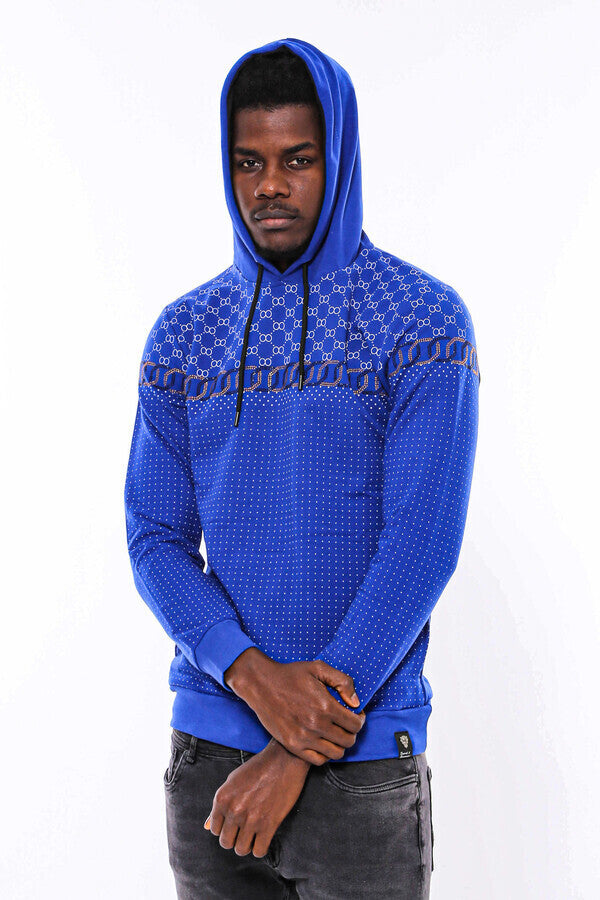 WSS Patterned Slim Fit Indigo Blue Sweatshirt  - Trier