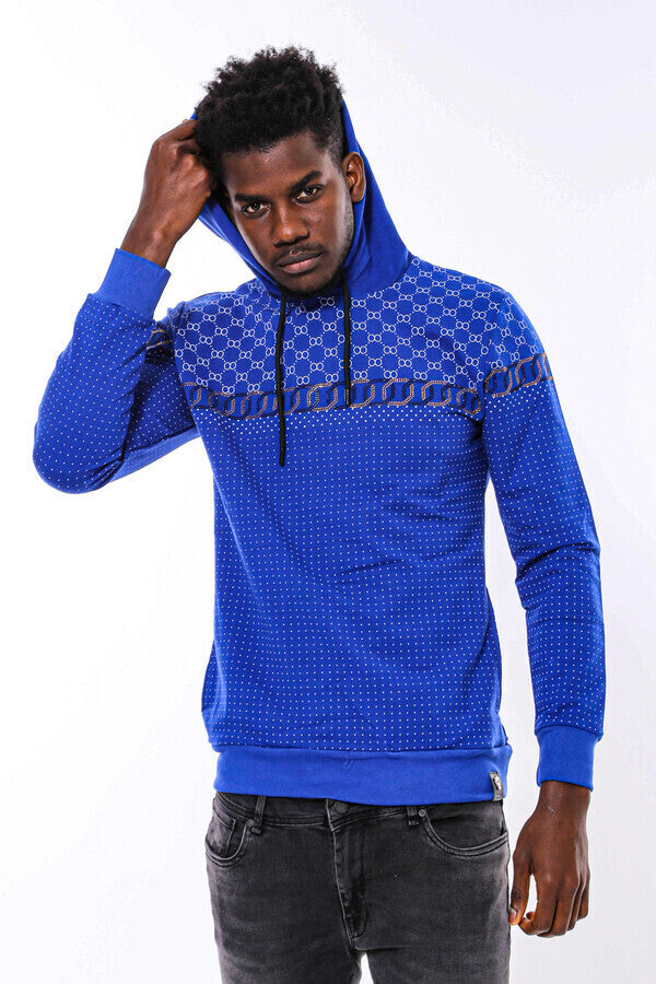 WSS Patterned Slim Fit Indigo Blue Sweatshirt  - Trier