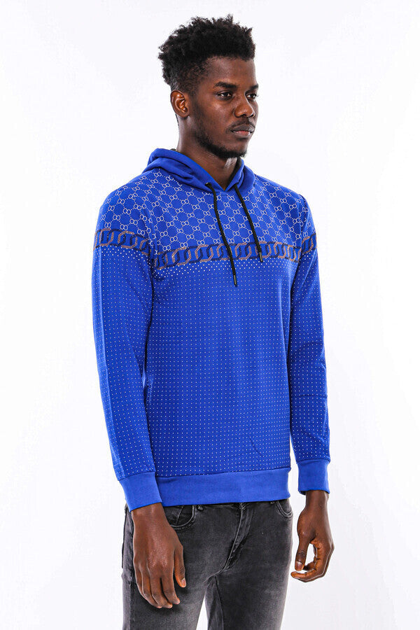 WSS Patterned Slim Fit Indigo Blue Sweatshirt  - Trier