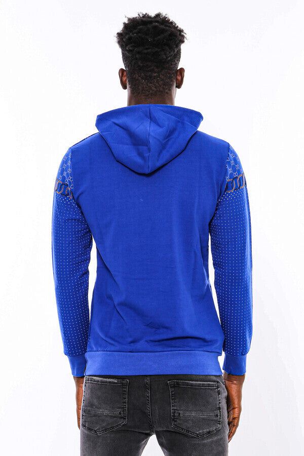 WSS Patterned Slim Fit Indigo Blue Sweatshirt  - Trier