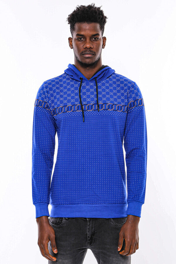 WSS Patterned Slim Fit Indigo Blue Sweatshirt  - Trier