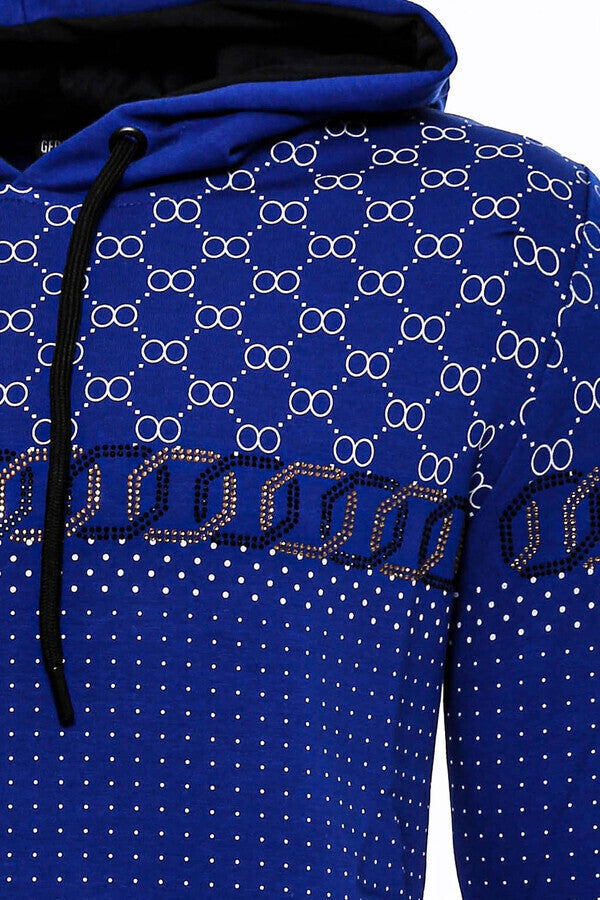 WSS Patterned Slim Fit Indigo Blue Sweatshirt  - Trier