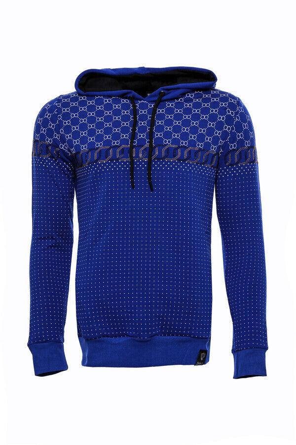 WSS Patterned Slim Fit Indigo Blue Sweatshirt  - Trier