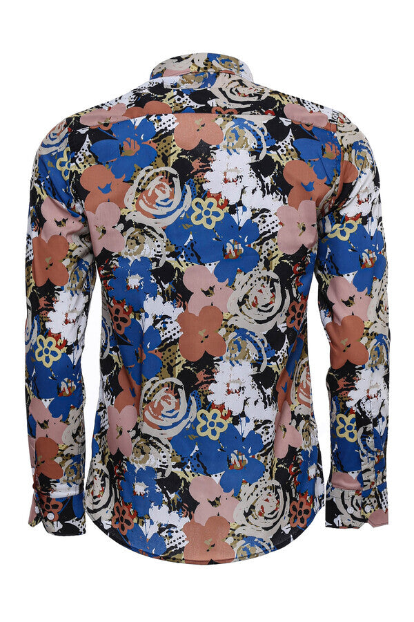 WSS Patterned Slim Fit Long Sleeves Brown Men Shirt  - San Adrián de Besós