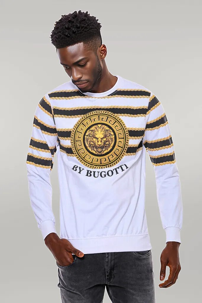 WSS Patterned Slim Fit White Sweatshirt  - Singen