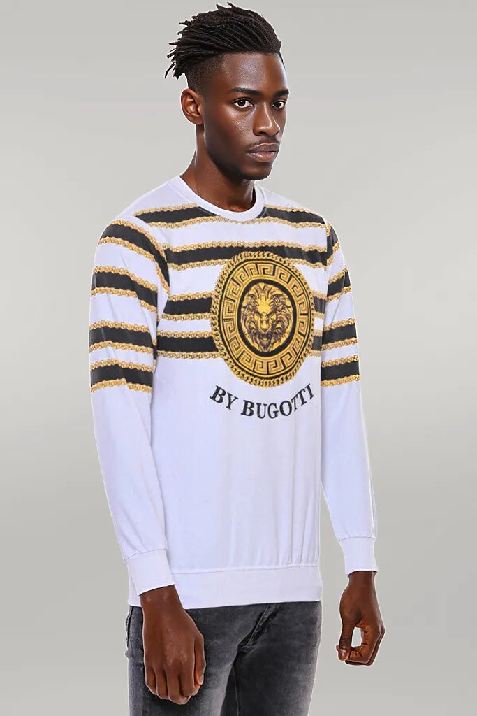 WSS Patterned Slim Fit White Sweatshirt  - Singen