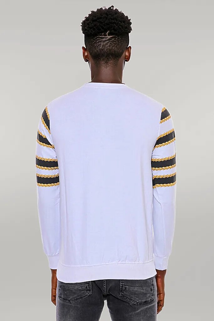 WSS Patterned Slim Fit White Sweatshirt  - Singen