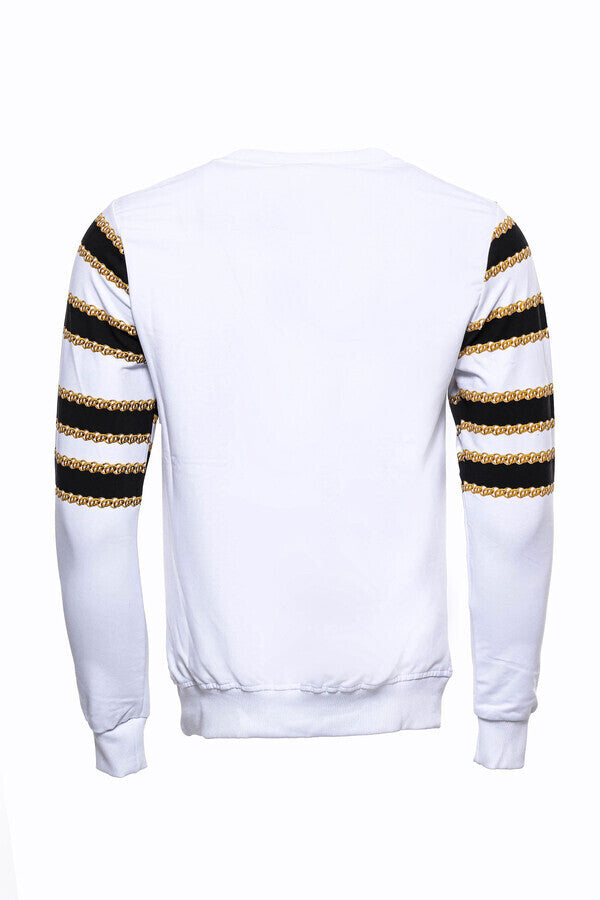 WSS Patterned Slim Fit White Sweatshirt  - Singen