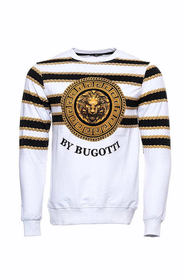 WSS Patterned Slim Fit White Sweatshirt  - Singen