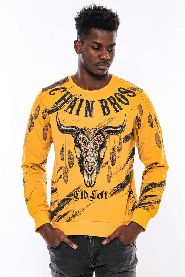 WSS Patterned Slim Fit Yellow Sweatshirt  - Waiblingen