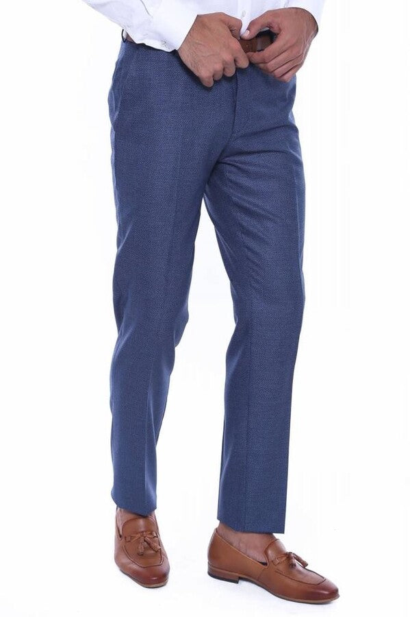 WSS Patterned Two Pockets Navy Blue Men Pants  - Singen